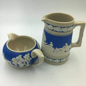 COPELAND SPODE JASPER Hunting Scene Jug And Creamer